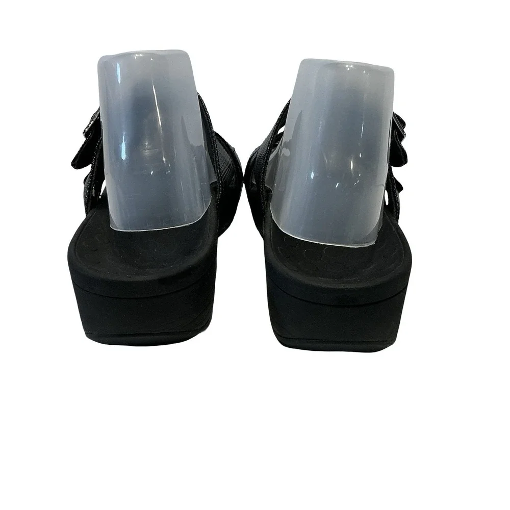 Vionic‎ Sandals Womens Size 11 Black Rio Lizard Skin Slide Buckle Casual Wedge